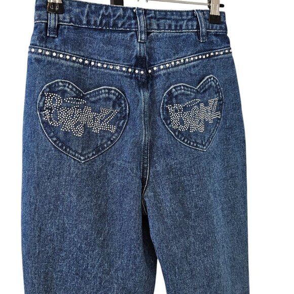 Dolls Kill x Bratz Womens Heart Pocket, Rhinestone Jeans, Y2K, Bling, Size XS - Picture 7 of 11